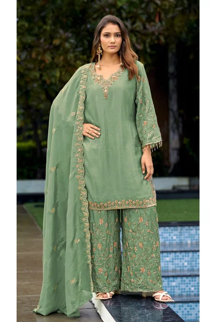 D 3494 By Deepsy Viscose Tissue Silk Readymade Plazzo Suits 